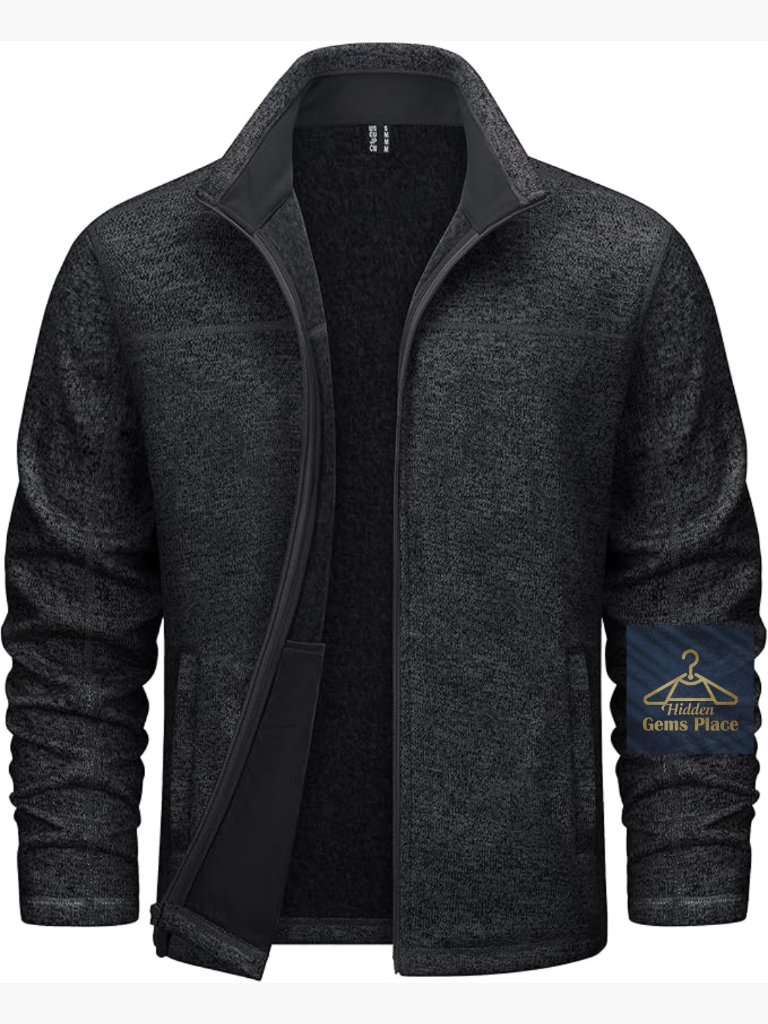 Men's Full Zip Fleece Jacket Soft Thermal Lined Coat Warm Casual Work Hiking